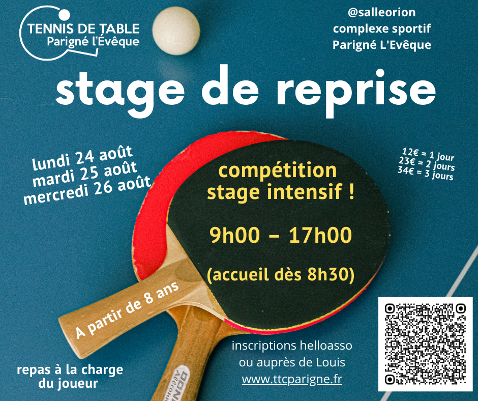 Stage licencié compétition / lundi 24 - mercredi 26 août