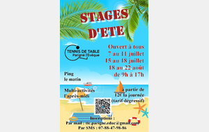 Stage d'été : 18 au 22 août