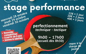 stage performance : 28-29-30 octobre