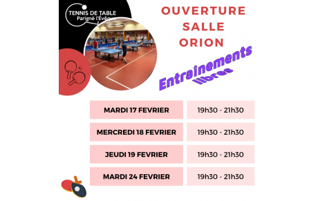 Ouverture salle Orion - Hiver 2026